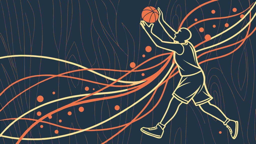Basketball Player with Glowing Lines, Dynamic Sport Art Vector, vector design Generative AI