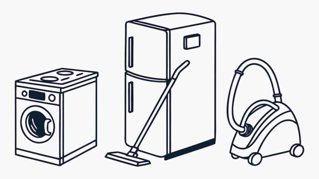 Essential Household Appliances Set, Modern Home Living Vector, vector design Generative AI