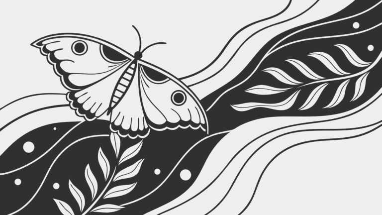 Abstract Moth on Leaf, Organic Nature Pattern Vector, vector design Generative AI