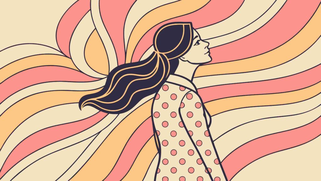 Woman's Portrait with Flowing Lines, Artistic Abstract Background, vector design Generative AI