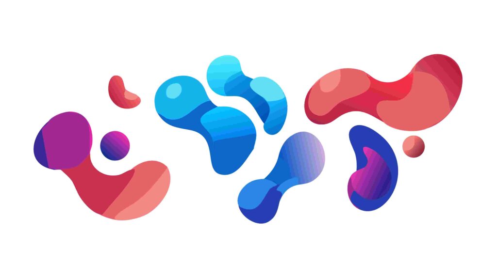 Playful Abstract Colorful Organic Blobs, Dynamic Fluid Vector Elements, vector design Generative AI