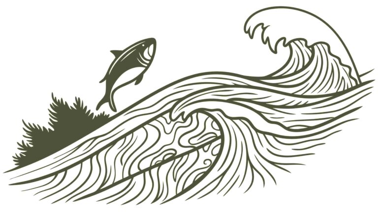 Dynamic Fish Leaping from Ocean Wave, Vibrant Marine Life Vector, vector design Generative AI