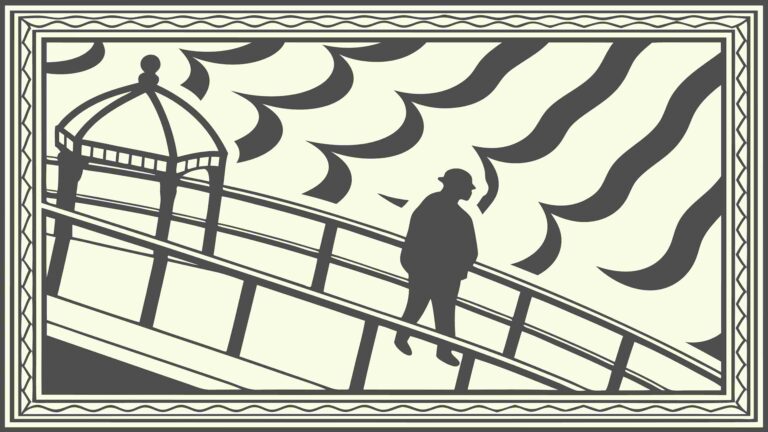 Person on Bridge with Abstract Lines, Urban Contemplation Vector, vector design Generative AI