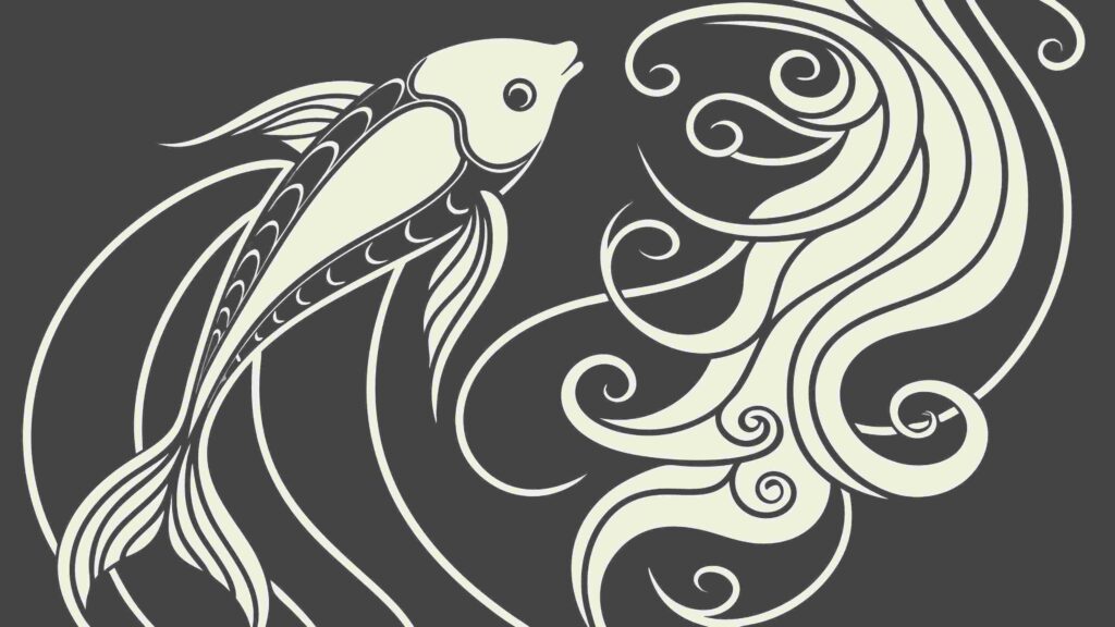 Abstract Koi Fish with Flowing Water, Elegant Marine Life Vector, vector design Generative AI
