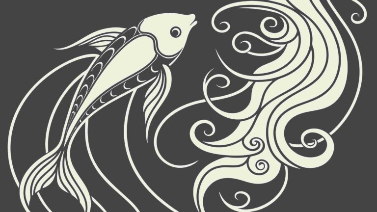 Abstract Koi Fish with Flowing Water, Elegant Marine Life Vector, vector design Generative AI