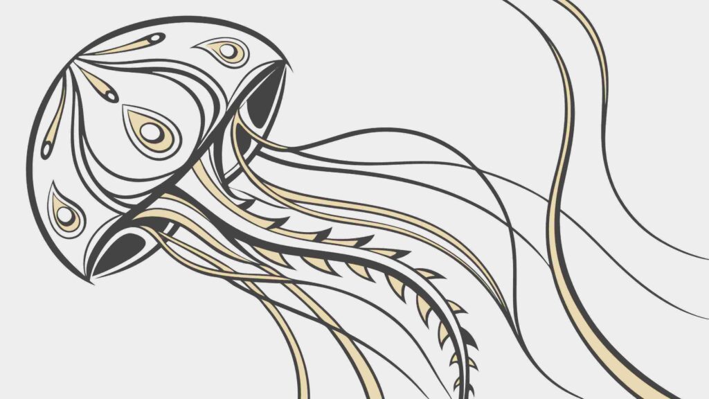 Abstract Jellyfish with Flowing Tendrils, Ethereal Marine Vector Art, vector design Generative AI