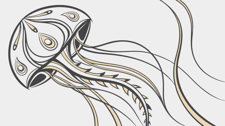 Abstract Jellyfish with Flowing Tendrils, Ethereal Marine Vector Art, vector design Generative AI