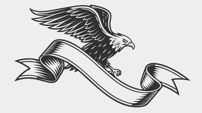 Majestic Eagle on Ribbon Banner, Powerful Emblem Vector Design, vector design Generative AI