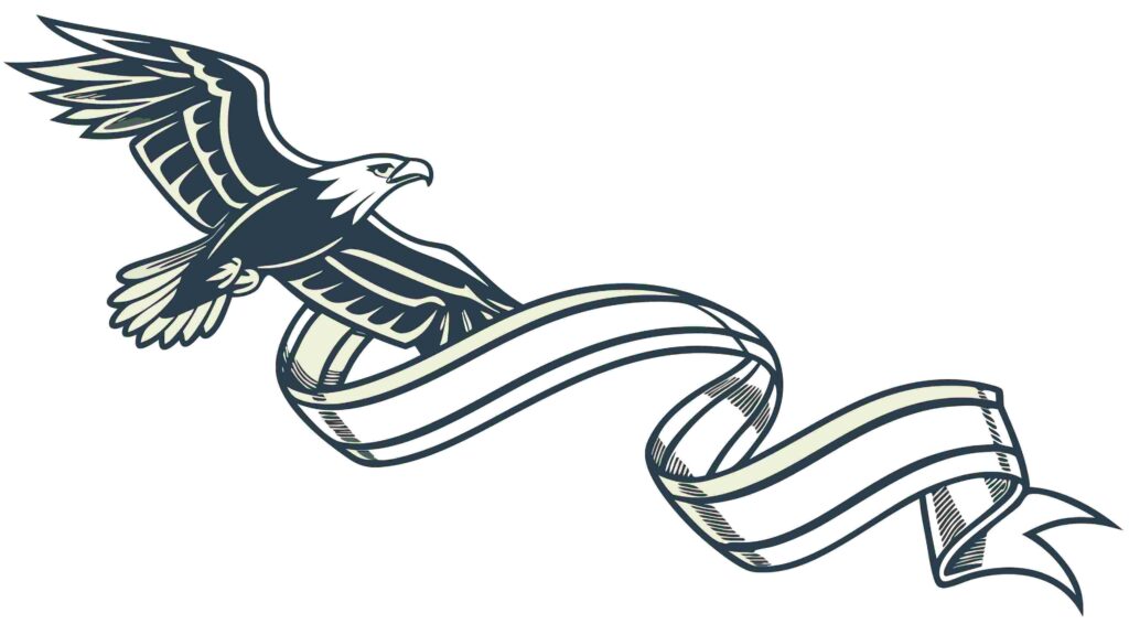 Soaring Eagle with Ribbon Banner Emblem, vector design Generative AI