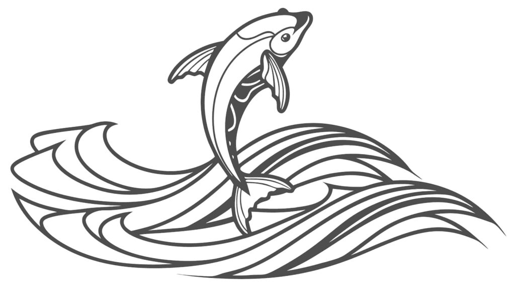 Dynamic Dolphin Jumping from Water Waves, vector design Generative AI