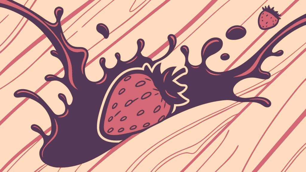 Strawberry Splashing into Delicious Chocolate, vector design Generative AI