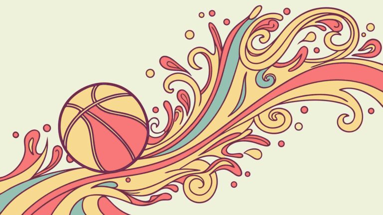 Basketball with Dynamic Swirls and Splashes, vector design Generative AI