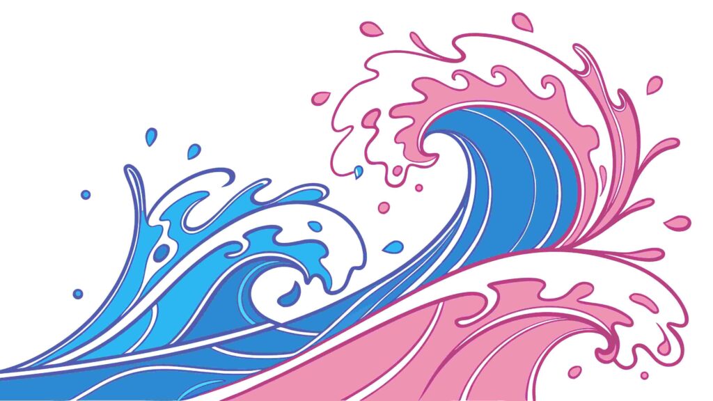 Powerful Blue Ocean Wave with Energetic Splashes, vector design Generative AI