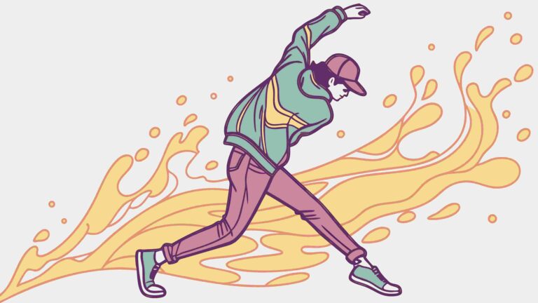 Stylized Person Throwing Ball with Splash, Dynamic Action, vector design Generative AI
