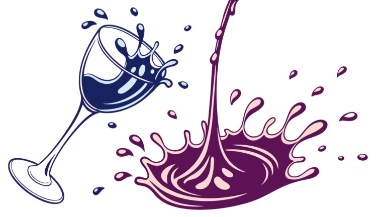 Dynamic Wine Splash from Tipped Glass, vector design Generative AI