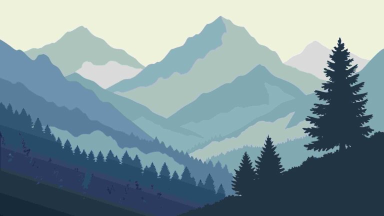 Layered Misty Mountains Landscape, Serene Nature Scene, vector design Generative AI