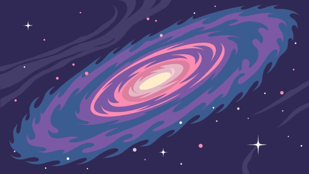 Blue Purple Spiral Galaxy, Cosmic Science Art, vector design Generative AI