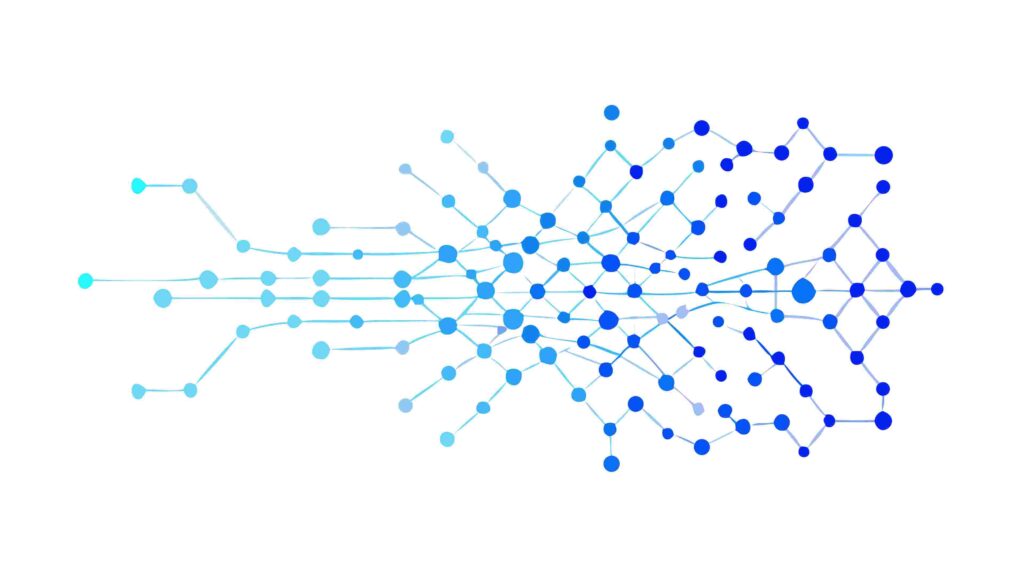 Abstract Blue Network of Interconnected Dots, vector design Generative AI