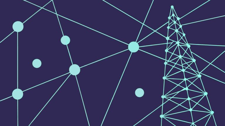 Dark Abstract Network with Interconnected Nodes, vector design Generative AI