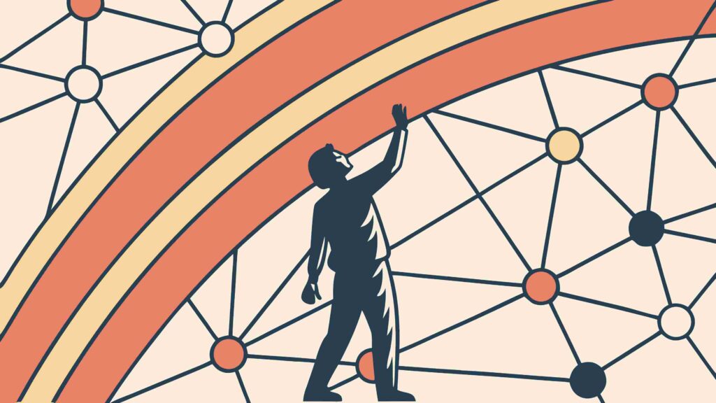 Person Interacting with Global Network, Connectivity, vector design Generative AI