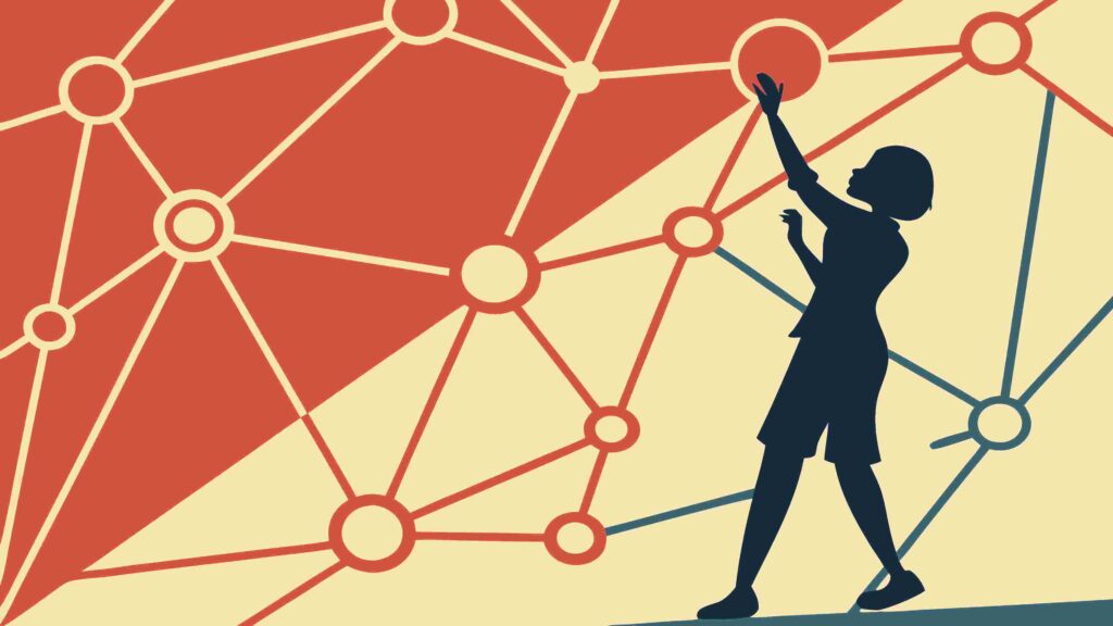 Person Playing Basketball in Abstract Network, vector design Generative AI