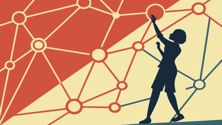 Person Playing Basketball in Abstract Network, vector design Generative AI