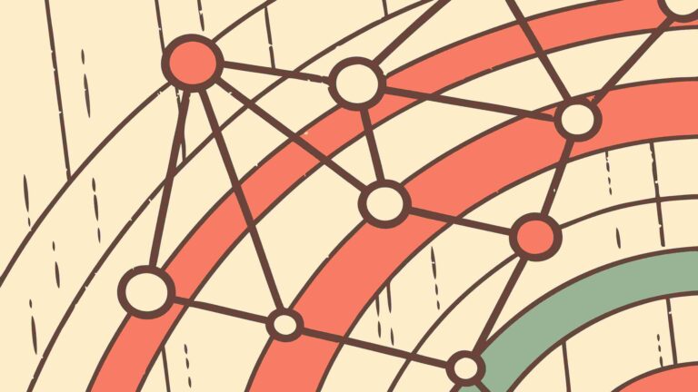 Abstract Interconnected Network, Warm Tones, vector design Generative AI