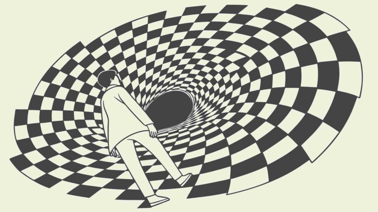 Person in Abstract Checkered Tunnel Vortex, vector design Generative AI