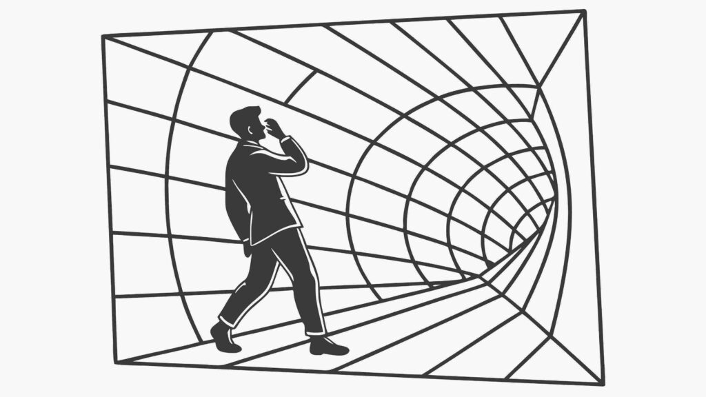 Person Looking into Swirling Abstract Vortex, vector design Generative AI