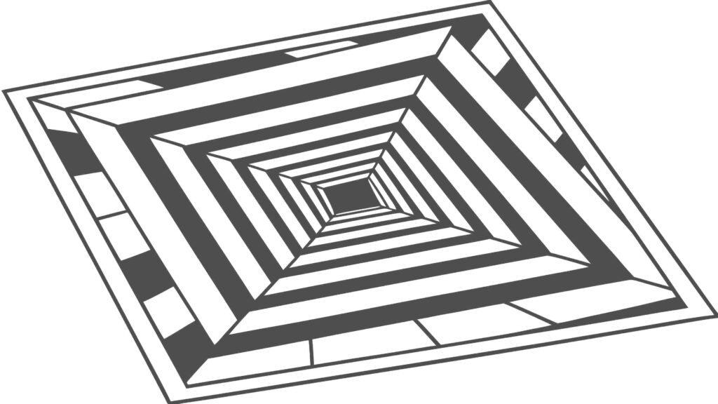Abstract Square Tunnel Optical Illusion, Geometric Art, vector design Generative AI