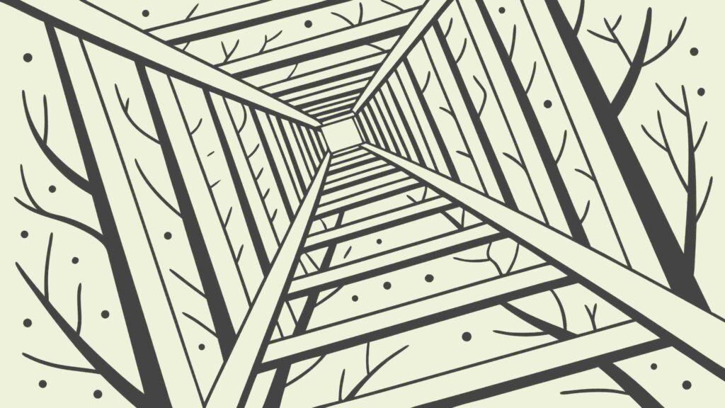 Abstract Forest Tunnel, Pathway of Lines, vector design Generative AI