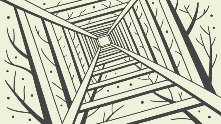 Abstract Forest Tunnel, Pathway of Lines, vector design Generative AI