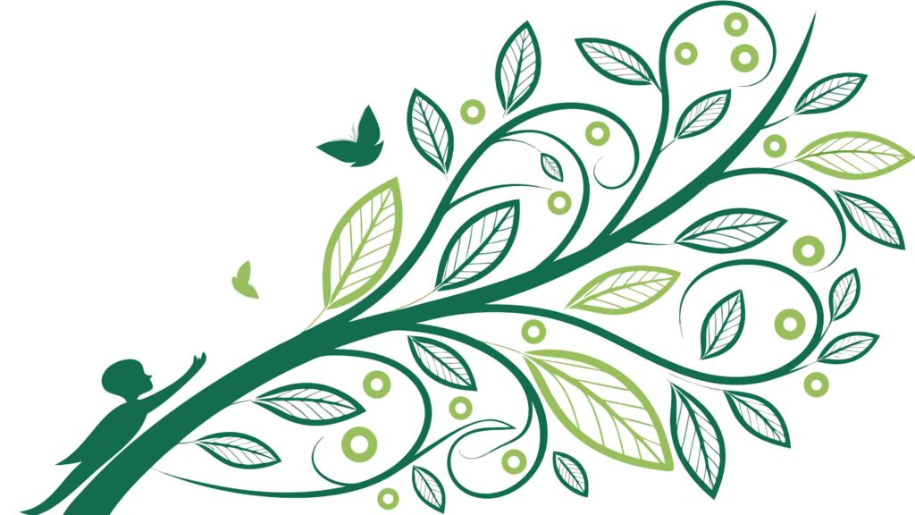Green Leafy Branch with Small Bird, Nature Design, vector design Generative AI