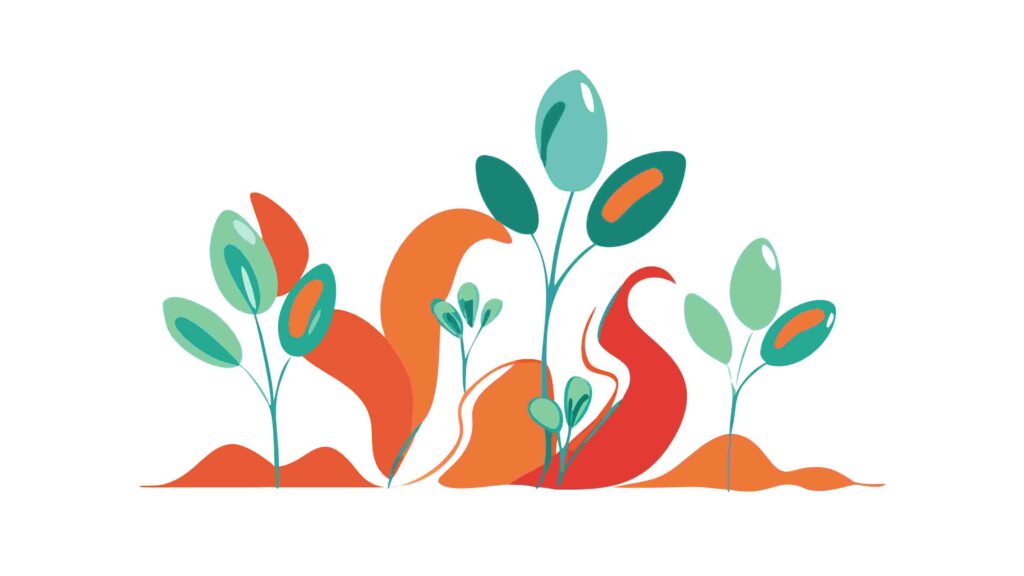 Stylized Abstract Foliage in Warm Tones, Nature Art, vector design Generative AI