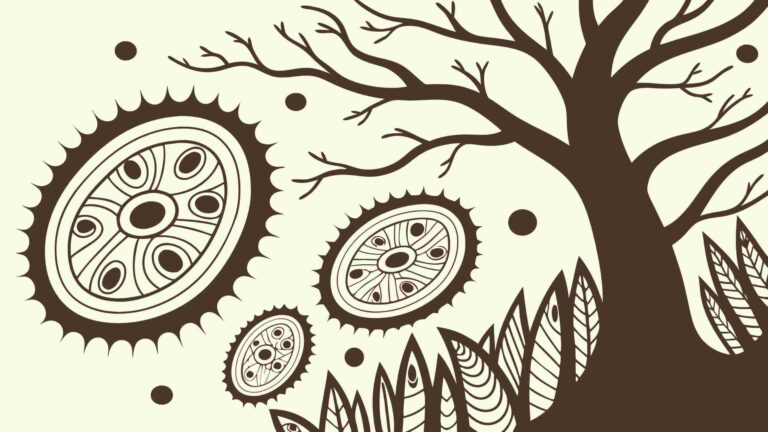 Abstract Tree with Gears, Nature & Technology Fusion, vector design Generative AI
