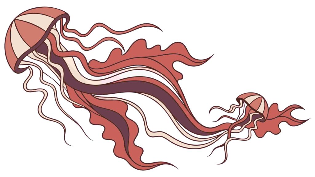 Abstract Flowing Jellyfish with Dynamic Tentacles, vector design Generative AI