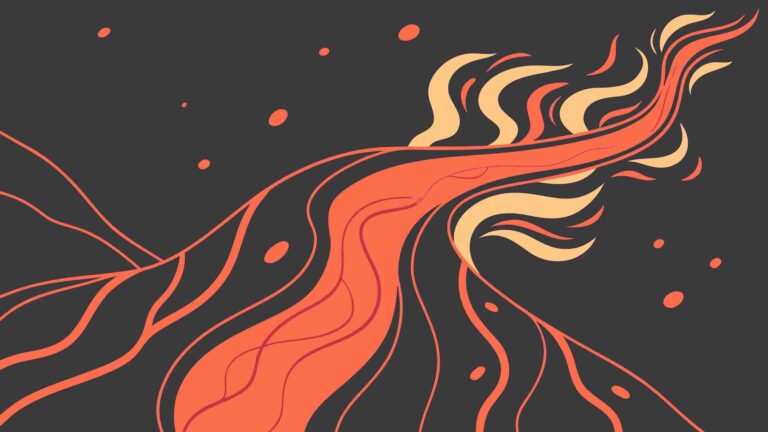 Abstract Flowing Lava River, Dynamic Natural Force, vector design Generative AI