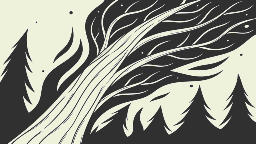 Abstract Stylized Forest Trees, Nature Landscape, vector design Generative AI