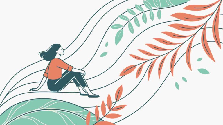 Person Interacting with Flowing Leafy Abstract, vector design Generative AI
