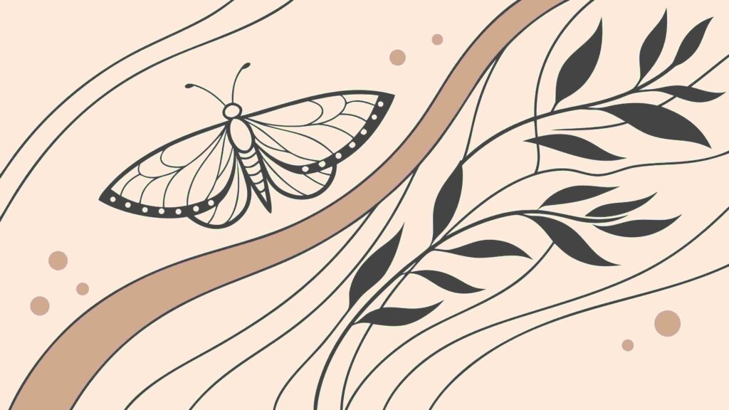 Butterfly on Abstract Leafy Branch, Nature Art, vector design Generative AI