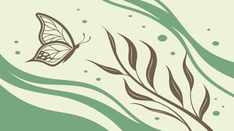 Abstract Wavy Lines with Butterfly, Nature Movement Art, vector design Generative AI