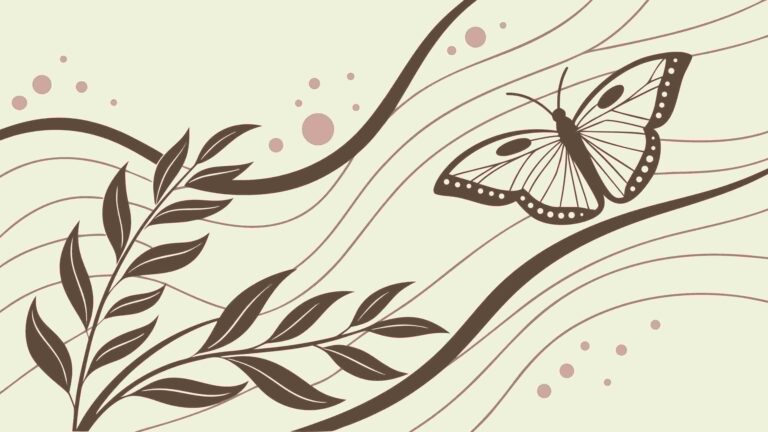 Abstract Leafy Branches with Butterfly, Nature Harmony, vector design Generative AI