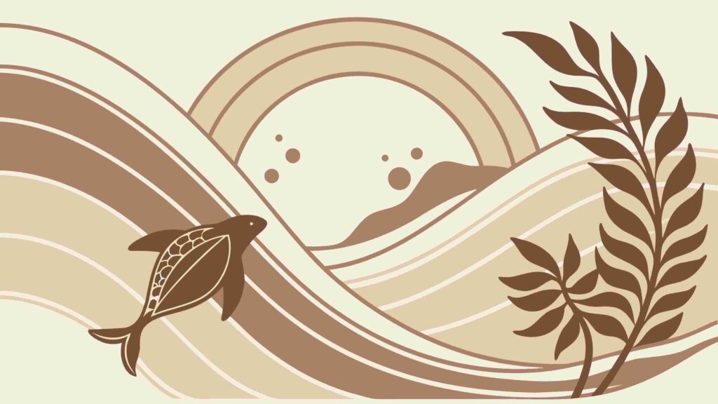 Dolphin Leaping Over Rainbow in Water with Plants, vector design Generative AI