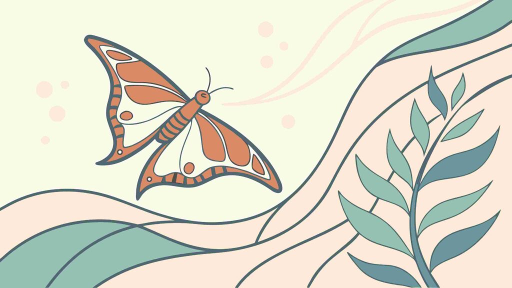 Elegant Butterfly with Flowing Leaves Natural Harmony, vector design Generative AI