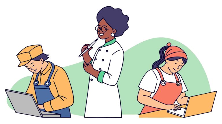 Collaborative Remote Work Professionals Using Laptops, vector design Generative AI