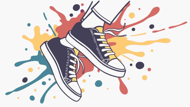 Artistic Sneakers with Vibrant Paint Splatters, vector design Generative AI
