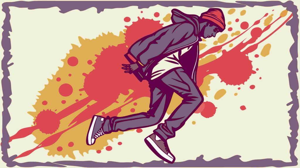 Dynamic Runner in Grungy Art Style with Paint Splatter, vector design Generative AI