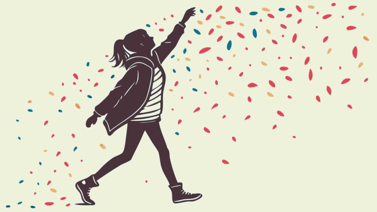Dynamic Silhouette Throwing Confetti Joyful Scene, vector design Generative AI