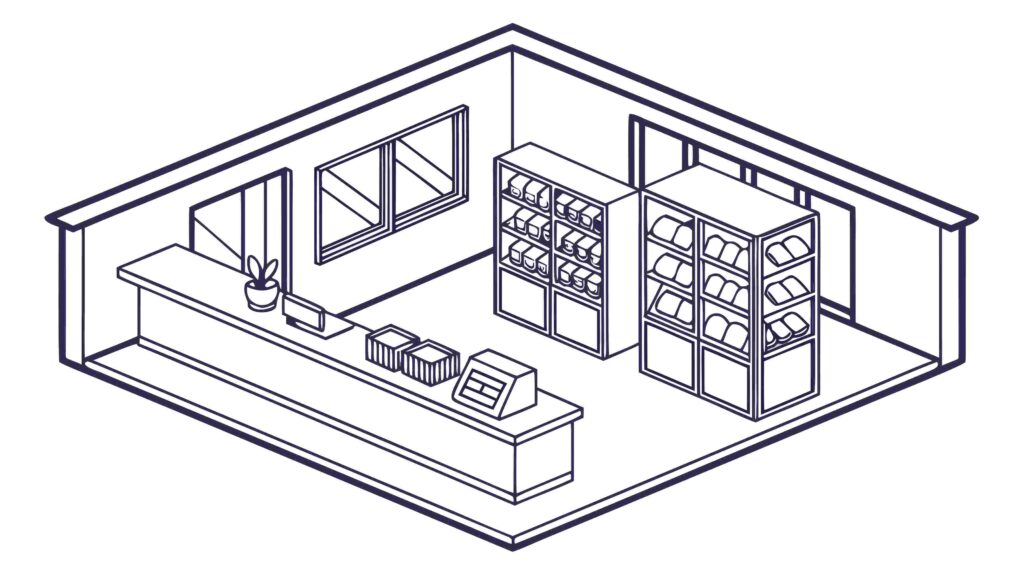 Isometric Interior Design of a Cozy Store, vector design Generative AI