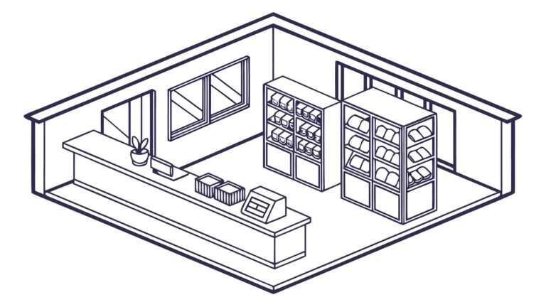 Isometric Interior Design of a Cozy Store, vector design Generative AI